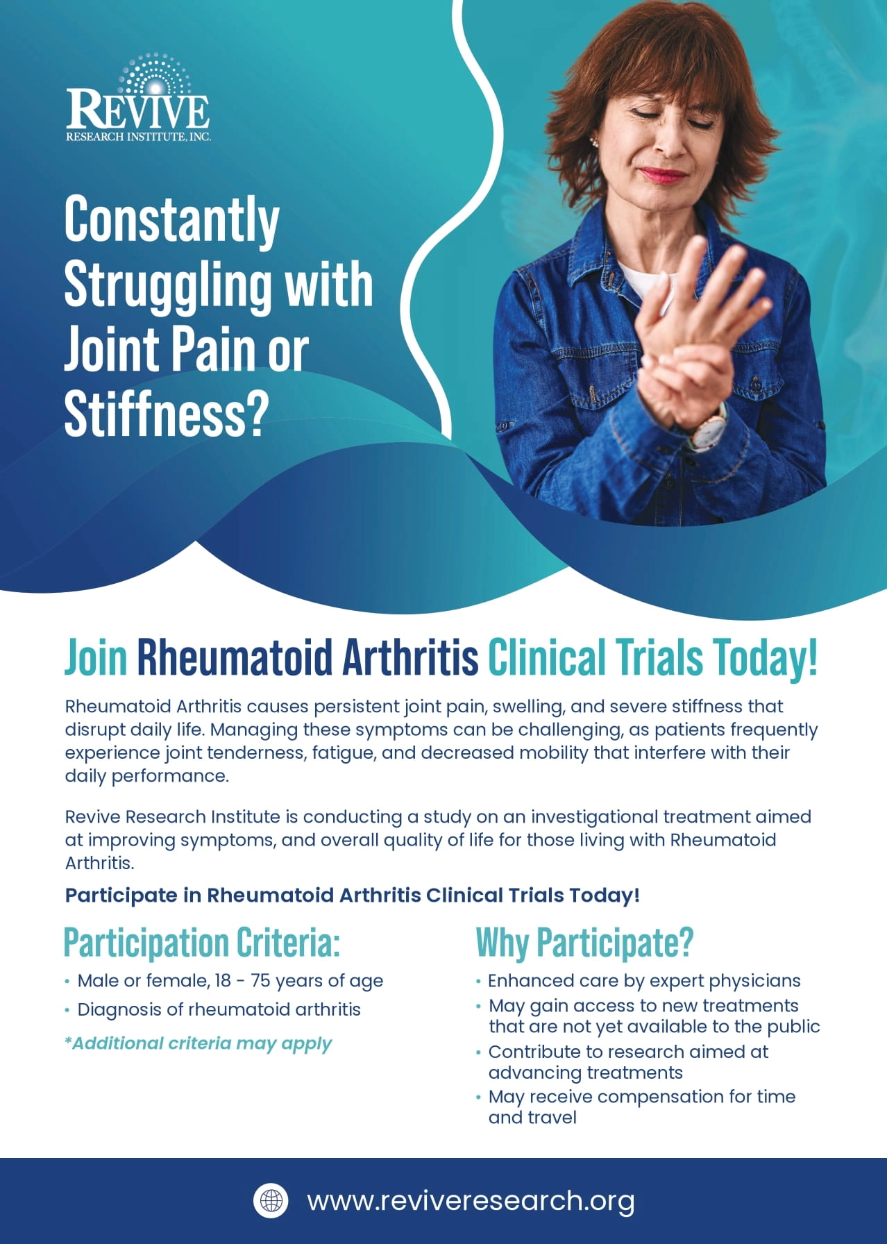 Rheumatoid Arthritis Clinical Trials Flyer